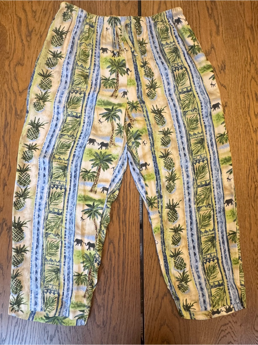 Weekend Traffic Tropical‎ Pineapple Palm Lightweight Pants Resortwear Safari M